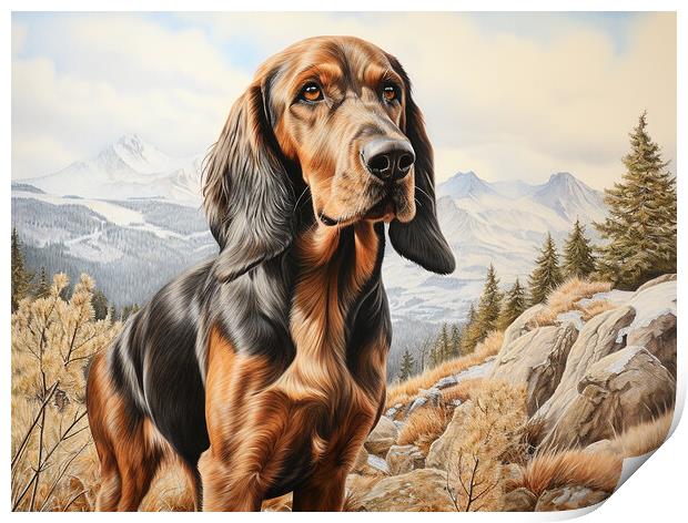 Bavarian Mountain Scent Dog Pencil Drawing Print by K9 Art