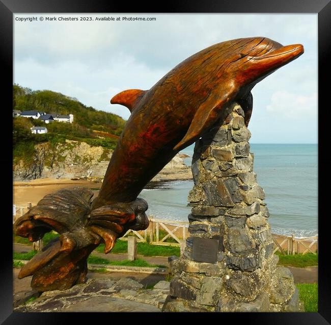 Aberporth dolphin sculpture 1 Framed Print by Mark Chesters