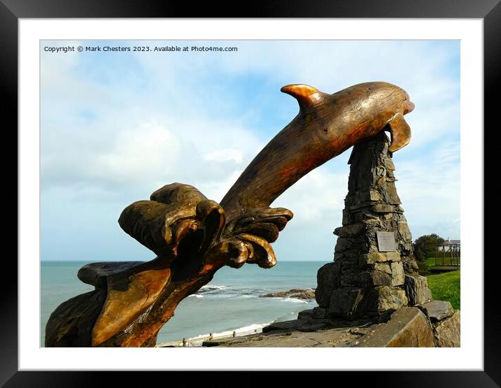 Aberporth dolphin sculpture 2 Framed Mounted Print by Mark Chesters