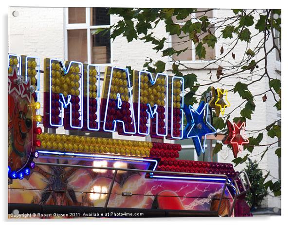 Miami sign in neon Acrylic by Robert Gipson
