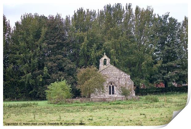 St Mary’s, Lead, North Yorkshire, English chapel set in country side Print by Helen Reid