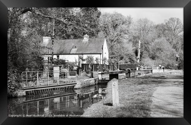 Monmouthshire and Brecon Canal black and white Framed Print by Pearl Bucknall