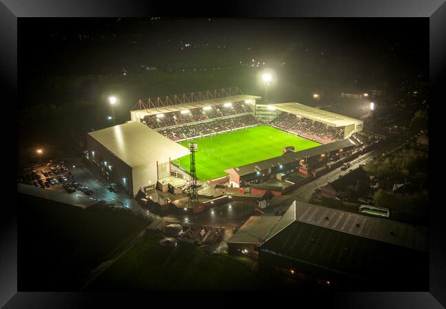 Oakwell Stadium at Night Framed Print by Apollo Aerial Photography
