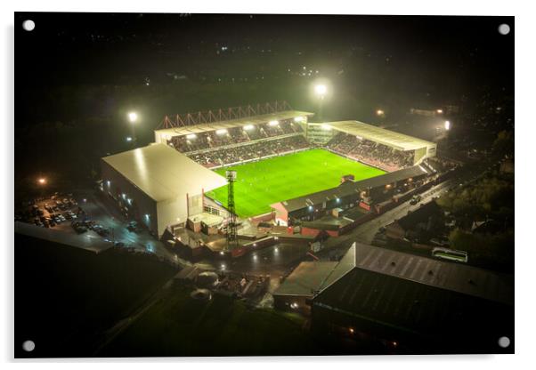 Oakwell Stadium at Night Acrylic by Apollo Aerial Photography