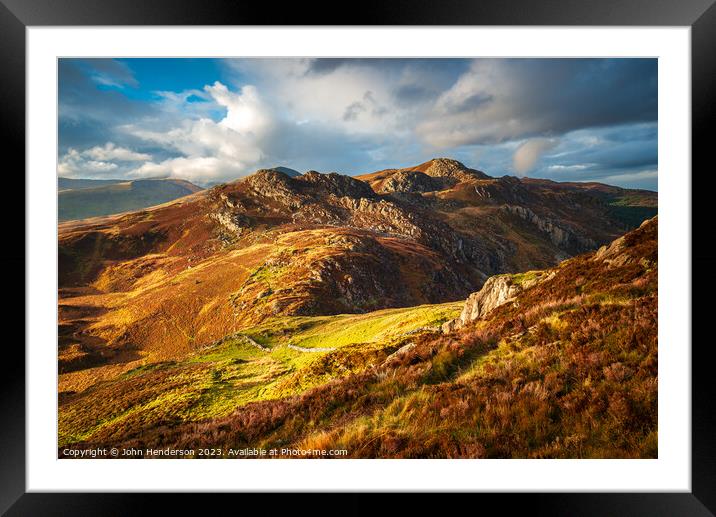 Llyn Crafnant and Crimpiau Walk. Framed Mounted Print by John Henderson