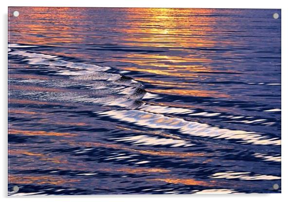 Waves Meet The Sunset Acrylic by Anne Macdonald