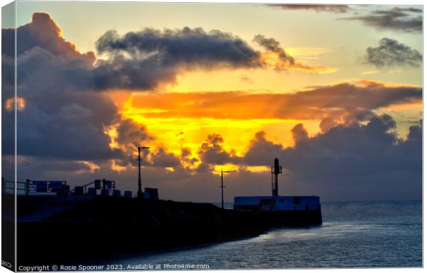 Sunrise over The Banjo Pier Canvas Print by Rosie Spooner