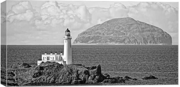 Ayrshire coast at Turnberry, lighthouse and Ailsa Craig Canvas Print by Allan Durward Photography