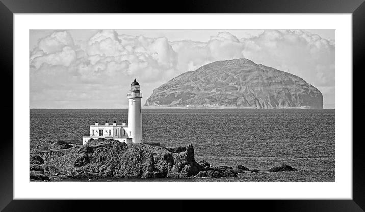 Ayrshire coast at Turnberry, lighthouse and Ailsa Craig Framed Mounted Print by Allan Durward Photography