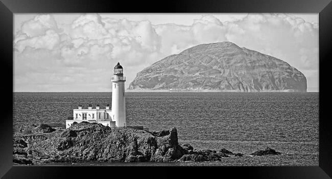 Ayrshire coast at Turnberry, lighthouse and Ailsa Craig Framed Print by Allan Durward Photography