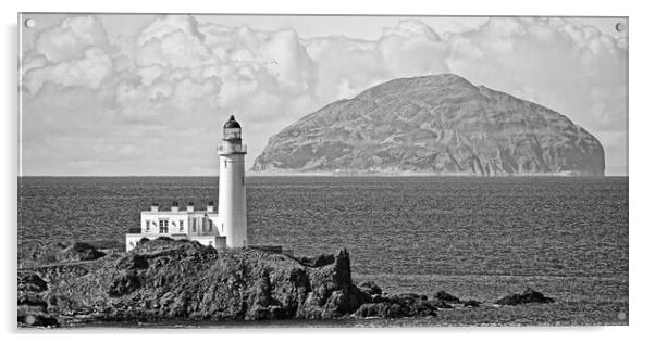 Ayrshire coast at Turnberry, lighthouse and Ailsa Craig Acrylic by Allan Durward Photography