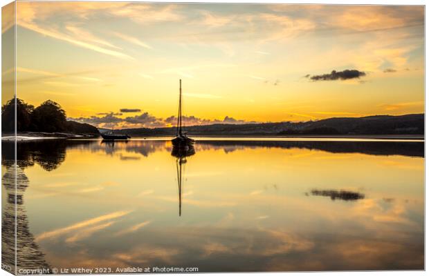 Sunset at Arnside Canvas Print by Liz Withey