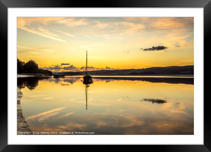 Sunset at Arnside Framed Mounted Print by Liz Withey