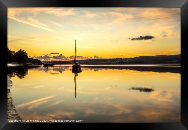 Sunset at Arnside Framed Print by Liz Withey