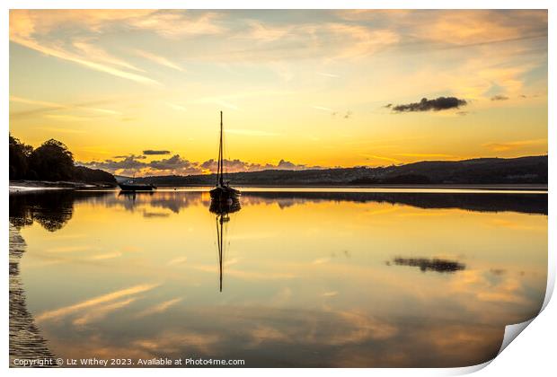 Sunset at Arnside Print by Liz Withey