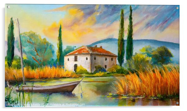 Villa in the Cypress Trees Acrylic by Mike Shields