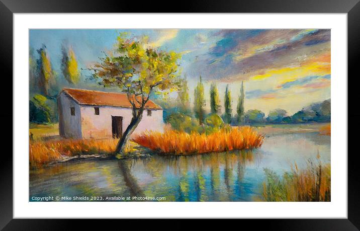 Cottage on the River. Framed Mounted Print by Mike Shields