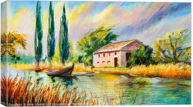 Villa by the River Canvas Print by Mike Shields