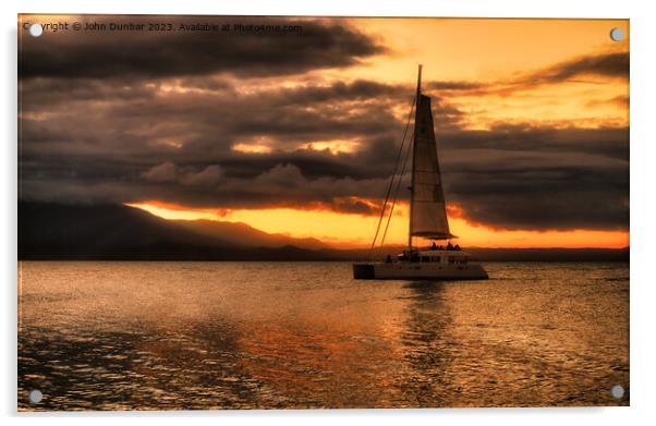Sunset Sailing, Port Douglas Acrylic by John Dunbar