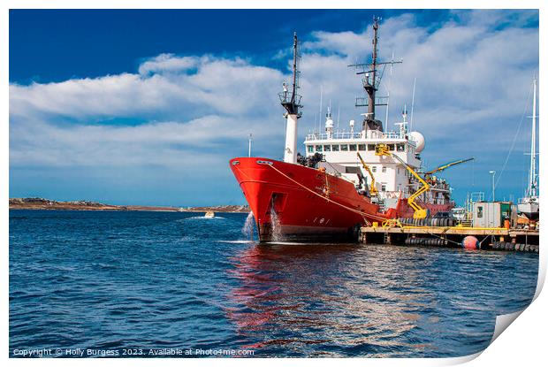 Trawler ship on its way from Falklands  Print by Holly Burgess