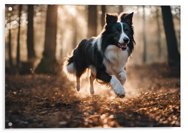Running Collie Acrylic by Picture Wizard