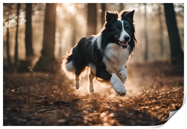 Running Collie Print by Picture Wizard