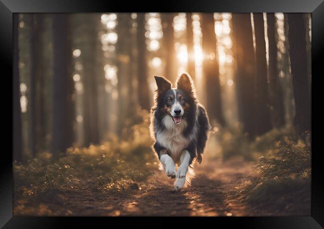 Running Collie Framed Print by Picture Wizard