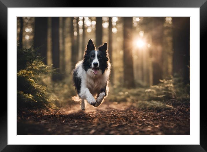 Running Collie Framed Mounted Print by Picture Wizard