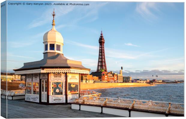 Golden Light on Blackpool's promenade Canvas Print by Gary Kenyon