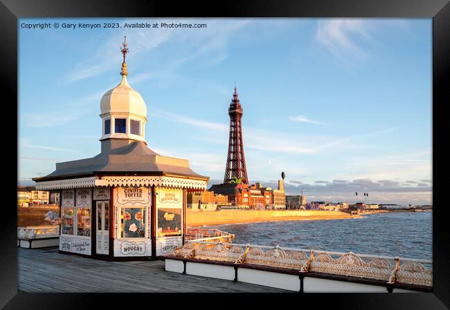 Golden Light on Blackpool's promenade Framed Print by Gary Kenyon