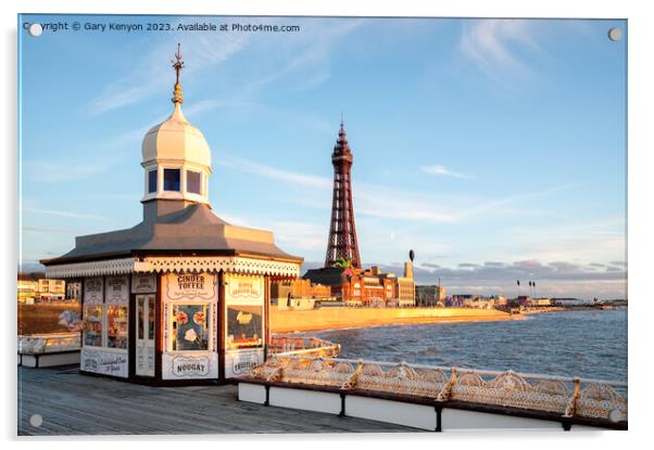 Golden Light on Blackpool's promenade Acrylic by Gary Kenyon