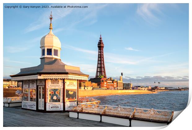 Golden Light on Blackpool's promenade Print by Gary Kenyon