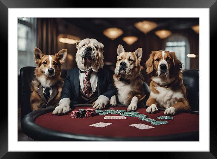 Dogs Playing Poker Framed Mounted Print by Picture Wizard