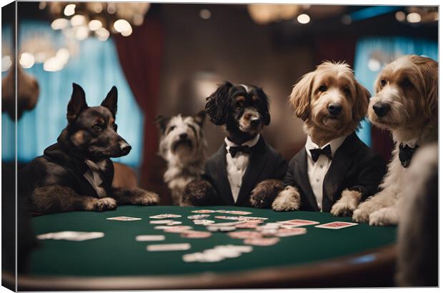 Dogs Playing Poker Canvas Print by Picture Wizard