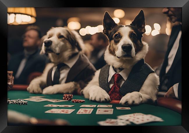 Dogs Playing Poker Framed Print by Picture Wizard