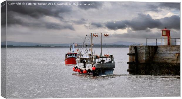 Busy Burghead Harbour Canvas Print by Tom McPherson
