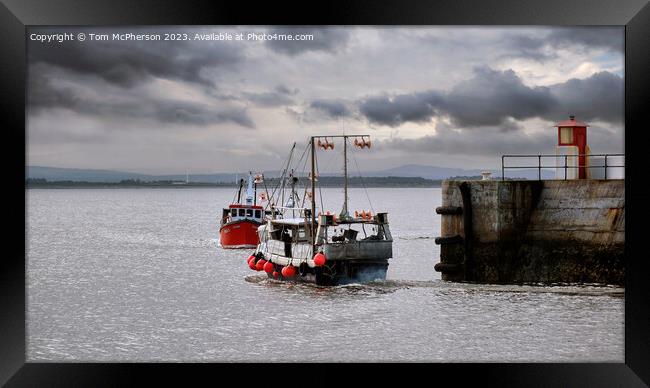 Busy Burghead Harbour Framed Print by Tom McPherson