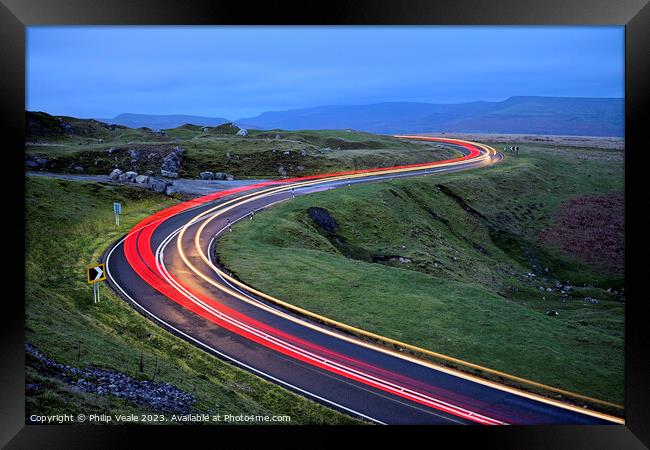Light Trails on Llangynidr Moors. Framed Print by Philip Veale