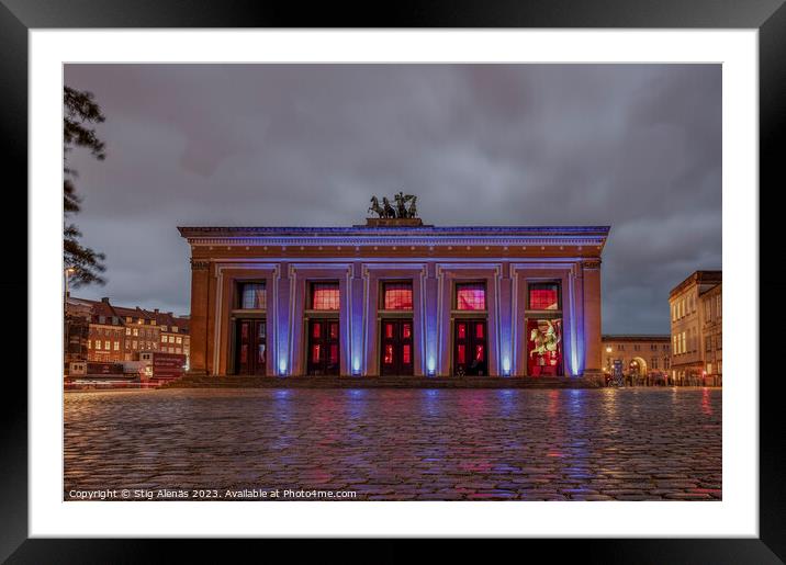Nightscape of Thorvaldsen museum during the cultur Framed Mounted Print by Stig Alenäs