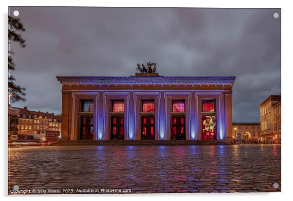 Nightscape of Thorvaldsen museum during the cultur Acrylic by Stig Alenäs