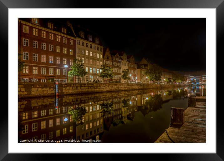 The Slotsholm canal in Copenhagen where the houses are reflected Framed Mounted Print by Stig Alenäs