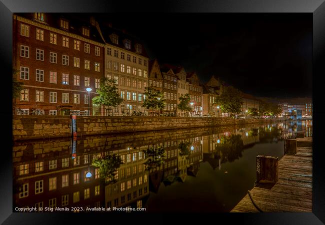 The Slotsholm canal in Copenhagen where the houses are reflected Framed Print by Stig Alenäs