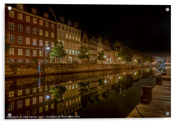 The Slotsholm canal in Copenhagen where the houses are reflected Acrylic by Stig Alenäs
