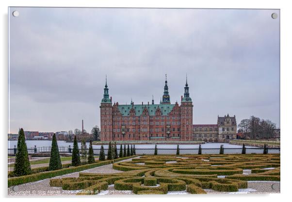 the palace garden of Frederiksborg castle in wintertime Acrylic by Stig Alenäs