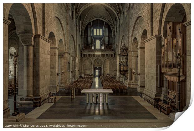 the interior of Lund Cathedral Print by Stig Alenäs