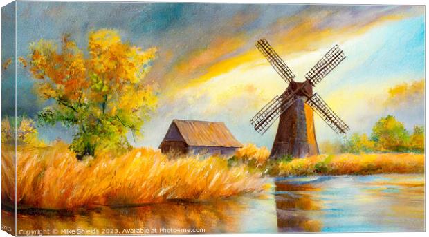 Windmill Sunrise Canvas Print by Mike Shields