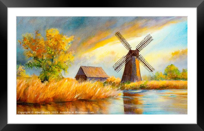 Windmill Sunrise Framed Mounted Print by Mike Shields