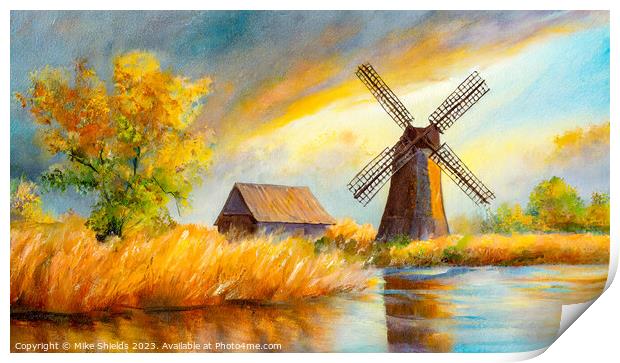 Windmill Sunrise Print by Mike Shields