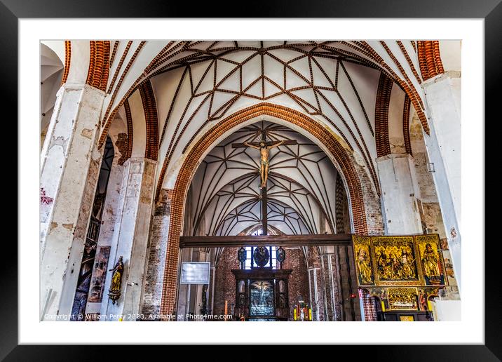 Altar Basilica Triptych St Catherine's Church Gdansk Poland Framed Mounted Print by William Perry