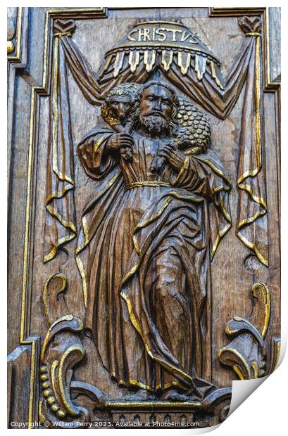 Jesus Christ Carving St Catherine's Church Gdansk Poland Print by William Perry